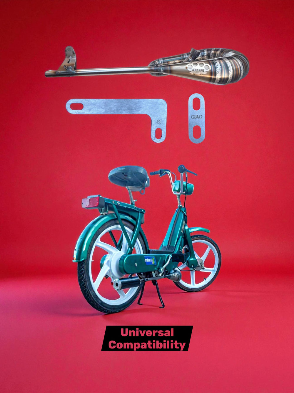 DBR Pot d'Échappement Classic Cyclomoteur - Silencieux Intégré Vespa et Gilera